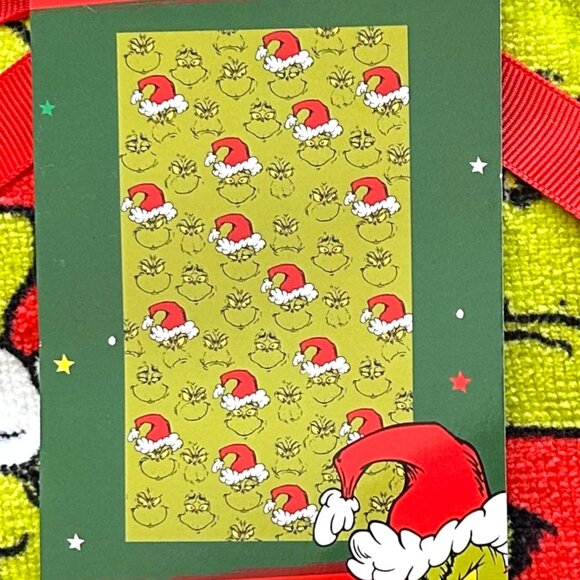 The Grinch Dr. Seuss Christmas Hand Towels 2 Pack Set 16" x 28" NWT 100% Cotton - Picture 2 of 3